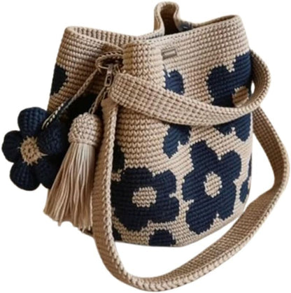 Handmade Crochet Flower Tote Bag – Boho 3D Flower & Tassel Shoulder Bag, Lightweight Beach Tote for Women